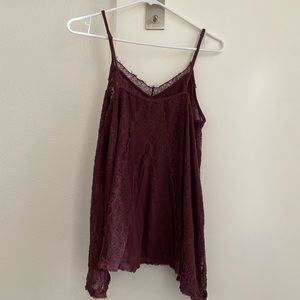 American Eagle Maroon Lace Tank Top